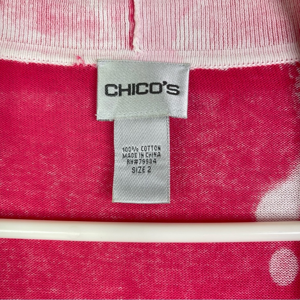 Chico's Pink and White Tie-Dye Open Cardigan - Picture 3 of 9